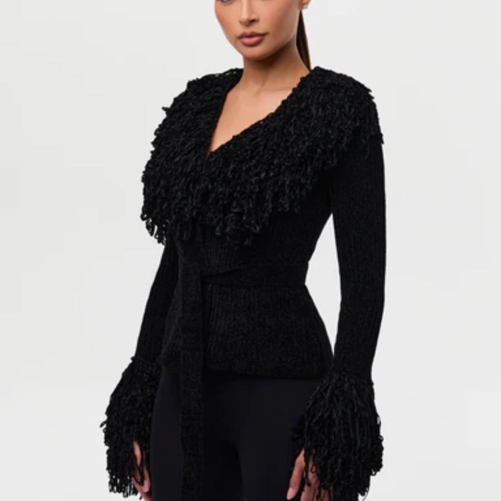 Naked Wardrobe Black Textured V-Neck Sweater